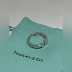 Tiffany & Co. Sterling Silver T Square Ring Band Ring Size 8